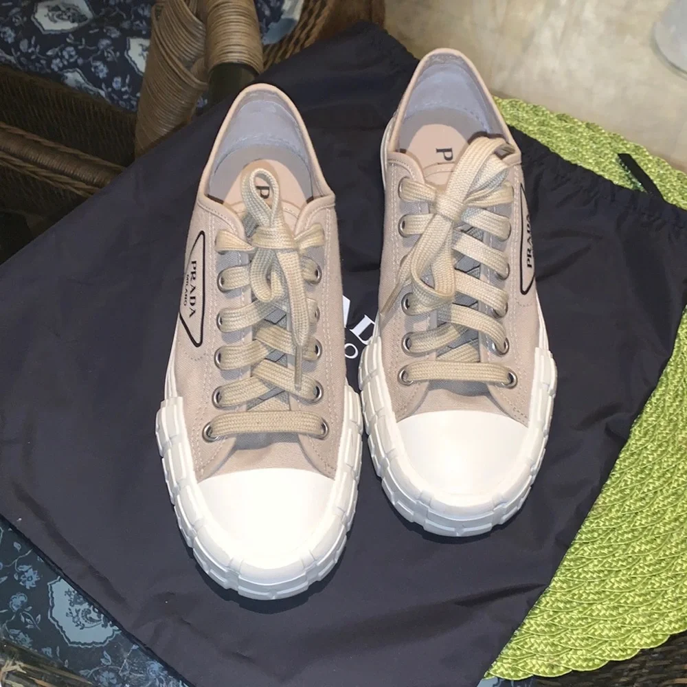 Prada Low Top Beige Sneakers Size 39.5 - Picture 4 of 17